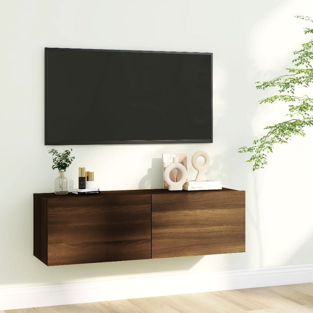 Vidaxl Nástenná TV skrinka hnedý dub 100x30x30 cm spracované drevo